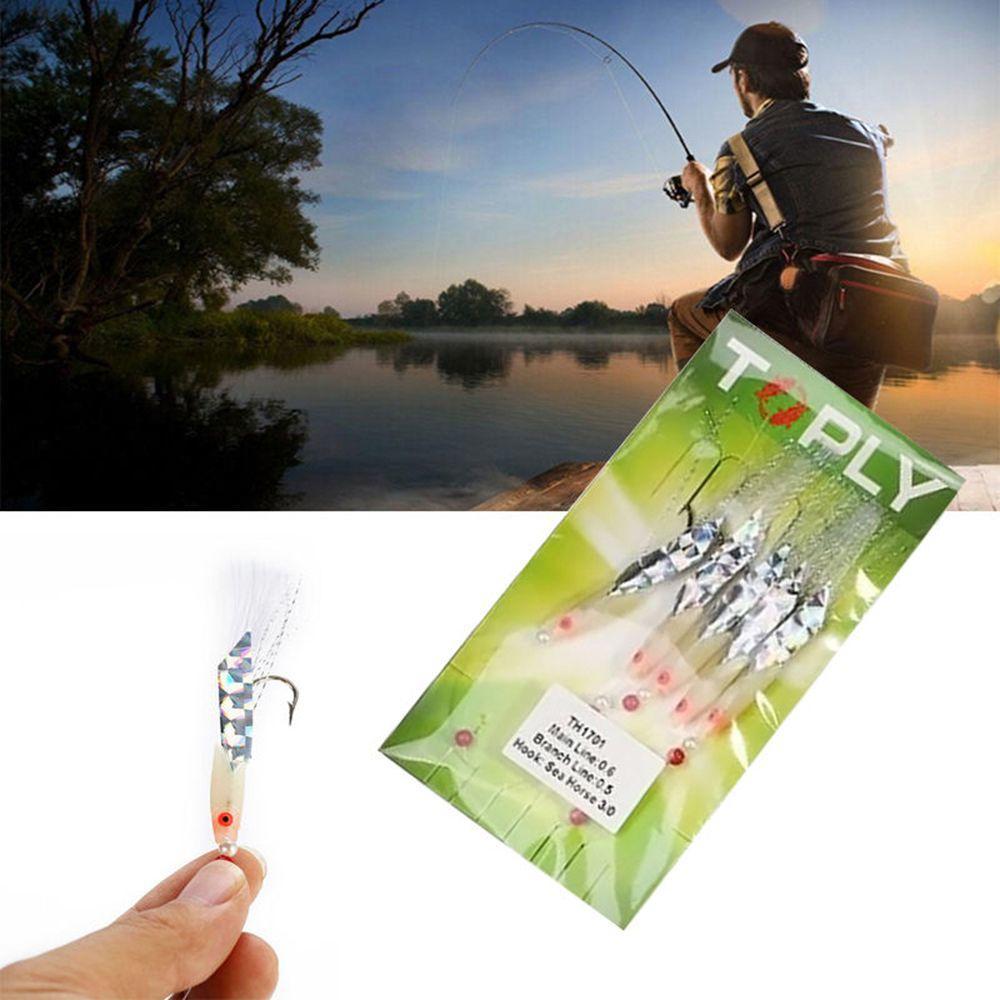 5pcs Hot Sharp Carbon Steel Luminous Fishing Hook Durable Head Fishing Tackle Treble Bait