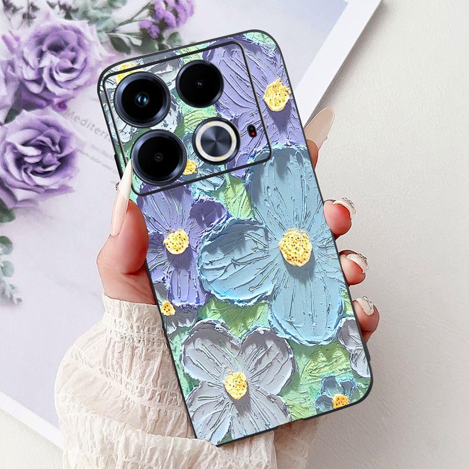 Для чехла Infinix Note 40 40x 40Pro Plus Note40 Pro+ Чехол для телефона Цветы Бабочки Lxuru Женская Мода Мягкий Силиконовый Чехол