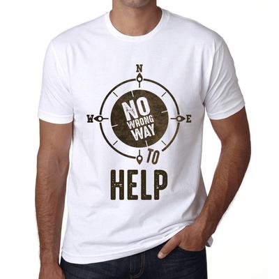 Мужская винтажная футболка с графическим принтом No Wrong Way Help, белая