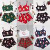 Christmas Style Milk Silk Camisole and Shorts Two-Piece Pajama Set