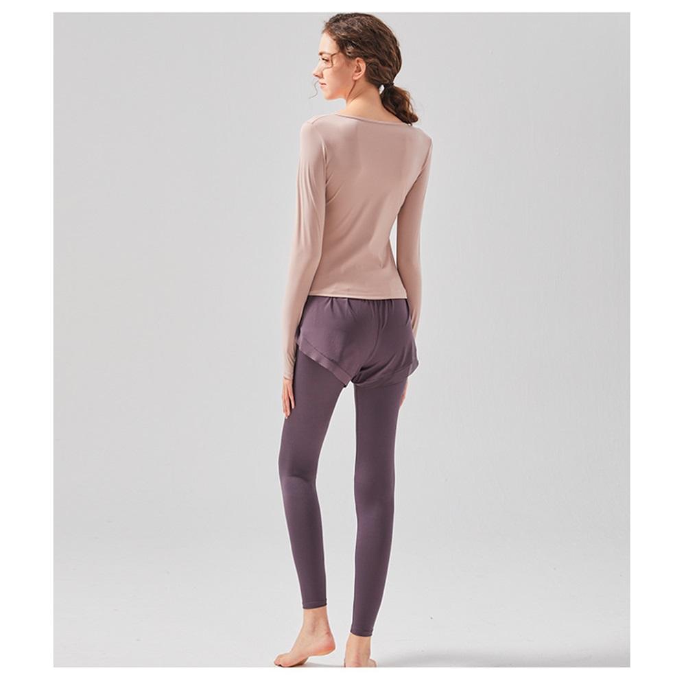 Спортивный костюм нового стиля, повседневные спортивные обтягивающие брюки для бега и фитнеса, женский костюм с длинным рукавом из двух частей с эффектом обнаженности, быстросохнущий