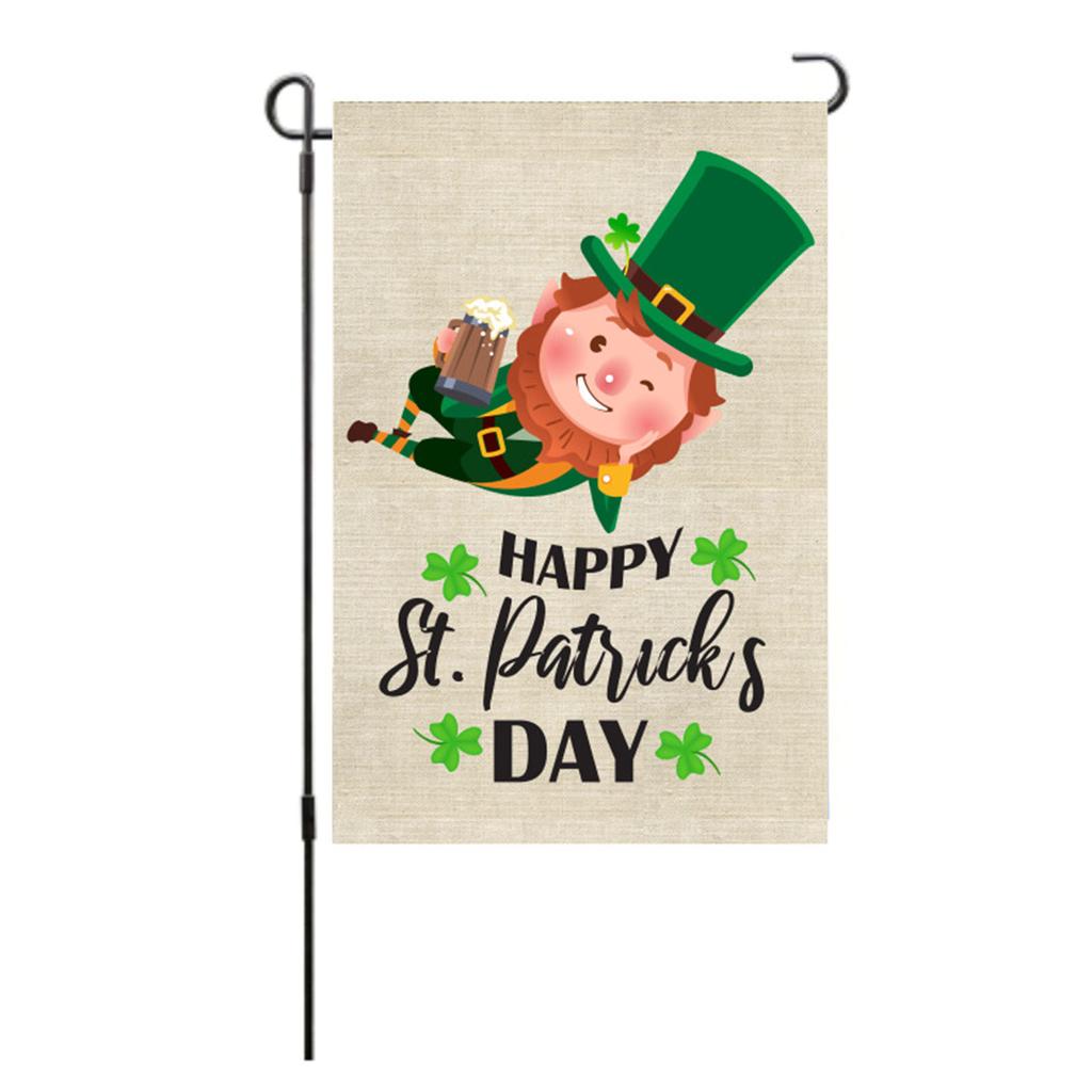 St Patricks Day Flag Double Sided Fade Resistant Polyester Leaf Garden Flag for Lawn Courtyard Party