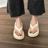 2024 New Summer Platform Outer Wear Women's Flip-flops Trendy Fashion Versatile Clip Toes Beach Shoes Women's Sandals