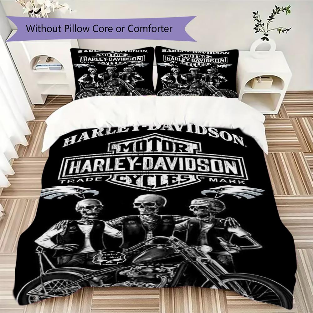 Vintage Harley Davidson Logo Bedding 1 Duvet Cover 2 Pillowcase Without Core Without Core Soft And Comfortable Bedding Set