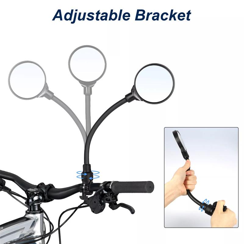 2Pcs Long Bicycle Rearview Handlebar Mirrors 360Fahrenheitor Mountain Road Bike Motorcycle Bendable Hose Adjustable Rearview Mirror
