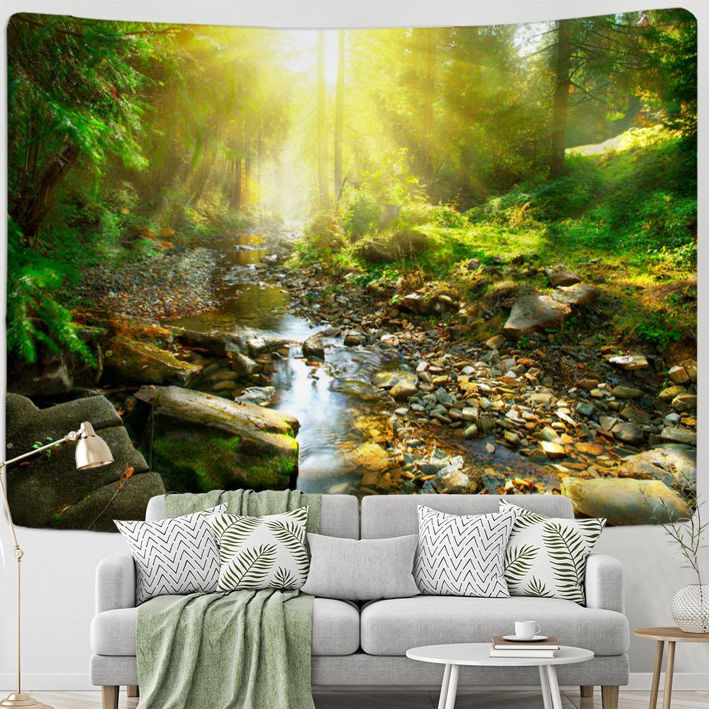 Снежная гора лес картина маслом гобелен настенный гобелен хиппи богемный психоделический тапиз комната гостиная декор