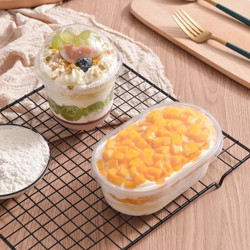 50pcs Disposable Mousse Cups Cake With Lid Clear Plastic Pudding Jelly Dessert Yogurt Party Favors 360ML
