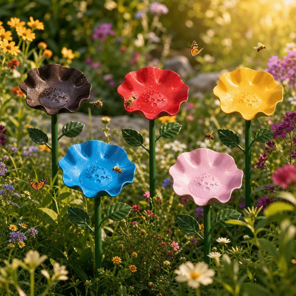 Ornamental Horticulture Bee Butterfly Watering Station Flower Shape Bird Bath  Wildlife Garden