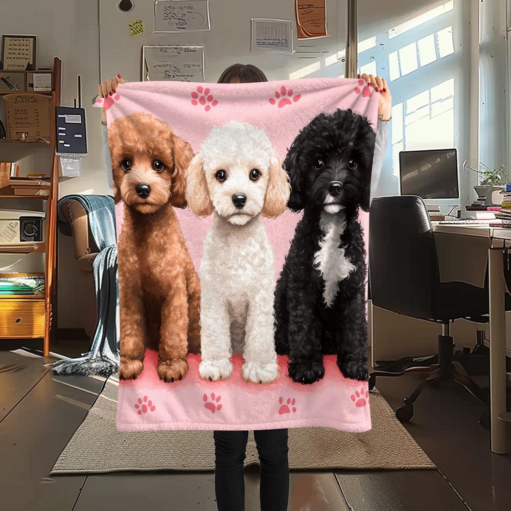 Pink Poodle,pattern Flannel Blanket, High quality Comfortable for All Seasons, Home Decor, Warmth and Comfort, Perfect for Gifts.