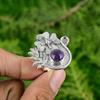 Natural African Amethyst 925 Silver Statement Flower Adjustable Ring For Girls
