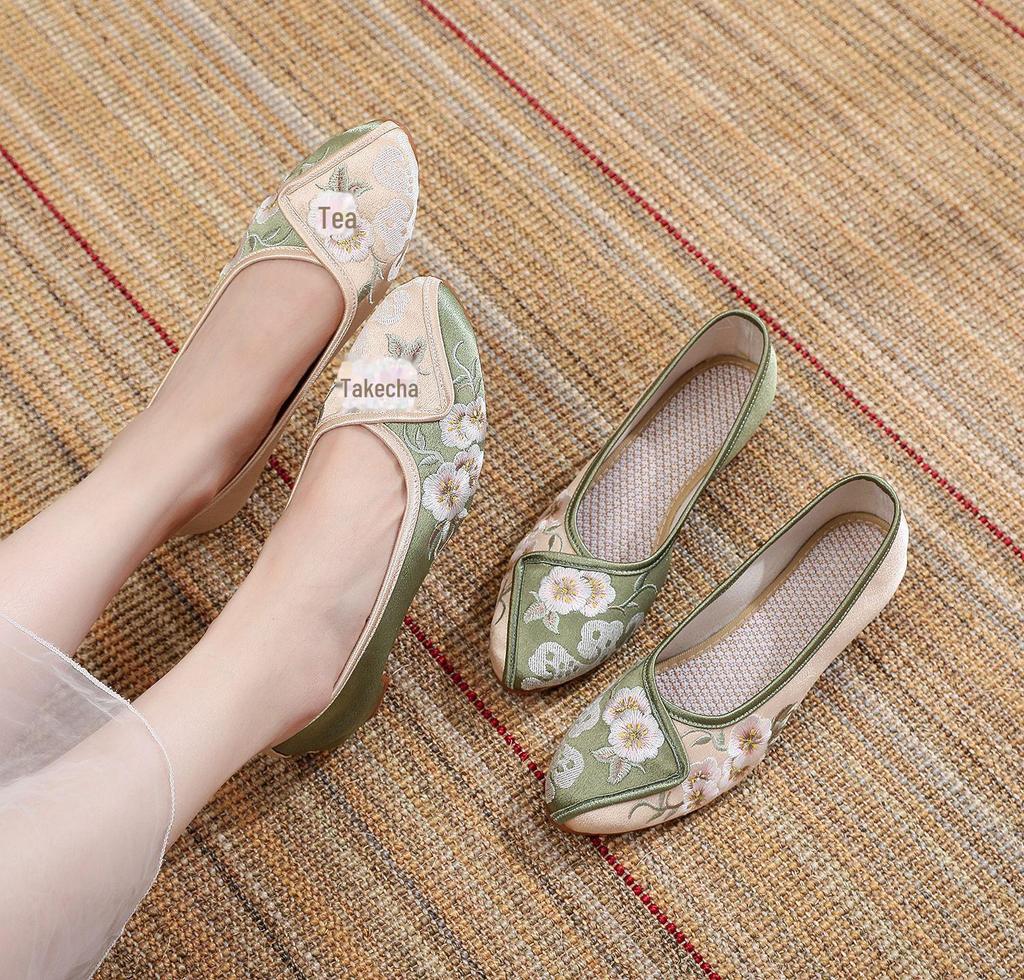 [Flower Art] Женские туфли-чонсам весна/лето 2024 года — элегантные, удобные, в национальном стиле