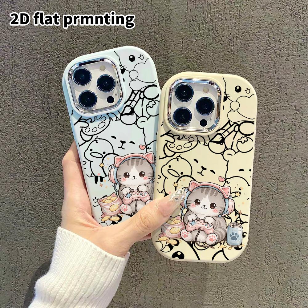 Чехол для телефона: 2D плоский, подходит для защитного чехла iPhone 18, 17, 16, 15, 14, 13 Pro, игривый котенок, идеальный подарок на Рождество и Хэллоуин