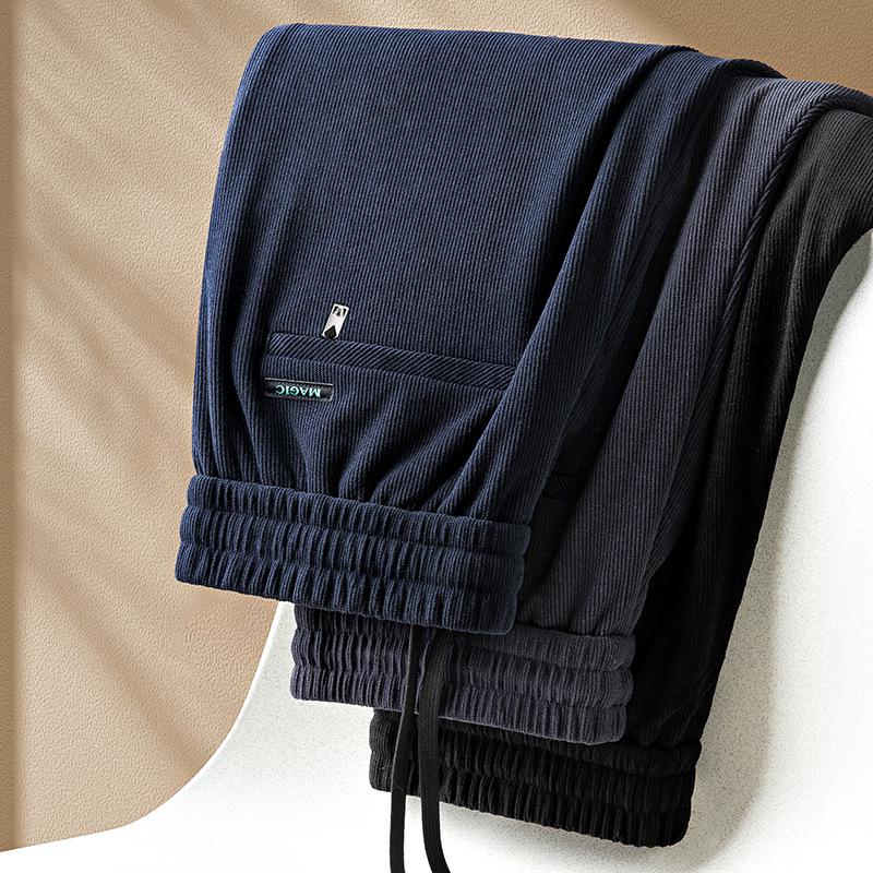 Мужские вельветовые брюки на флисовой подкладке - Эластичные, Свободного кроя, Прямого покроя для осени и зимы