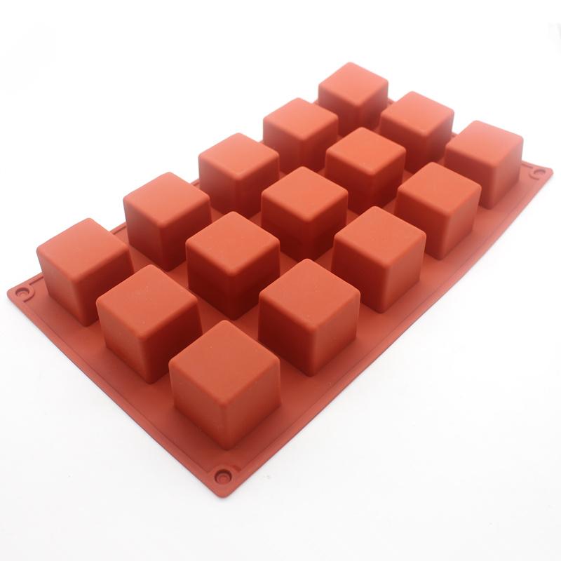 15 Cavity Cube Square Shape Silicone Mold for Cake Decorating Tools DIY Dessert Cake Moulds for Kitchen Baking Tool