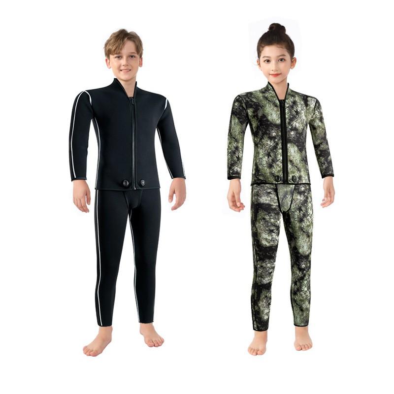 3mm 5mm Kids Neoprene Wetsuit Diving Surfing Snorkeling Warm Long Sleeve Two Piece Swimwear Unisex Child