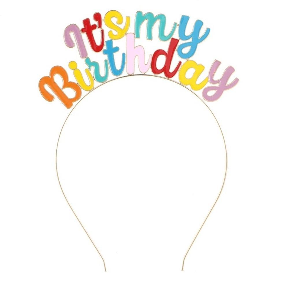 Creative Rainbow Color Letter Birthday Headband It's My Birthday Alloy Letter Decoration Headband Party Headwear Birthday Party