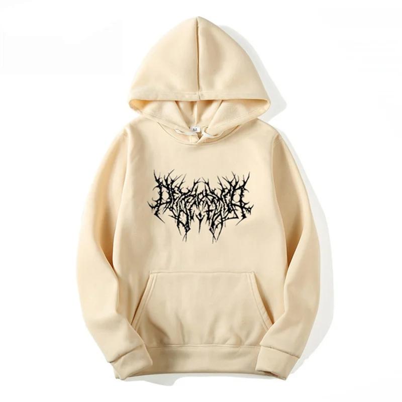 Spring and Fall Gothic Hoodie Long Sleeved Original Sweatshirt for Men and Women Y2k Trend Hip Hop Retro Punk Style Sweatshirt