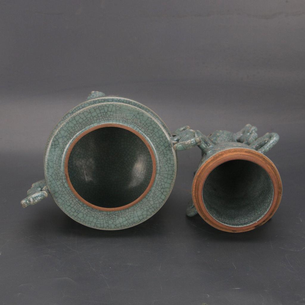 Song Dynasty Ru Kiln Qinglong Temple Ice Crackle Dragon Incense Burner Antique Porcelain Reproduction