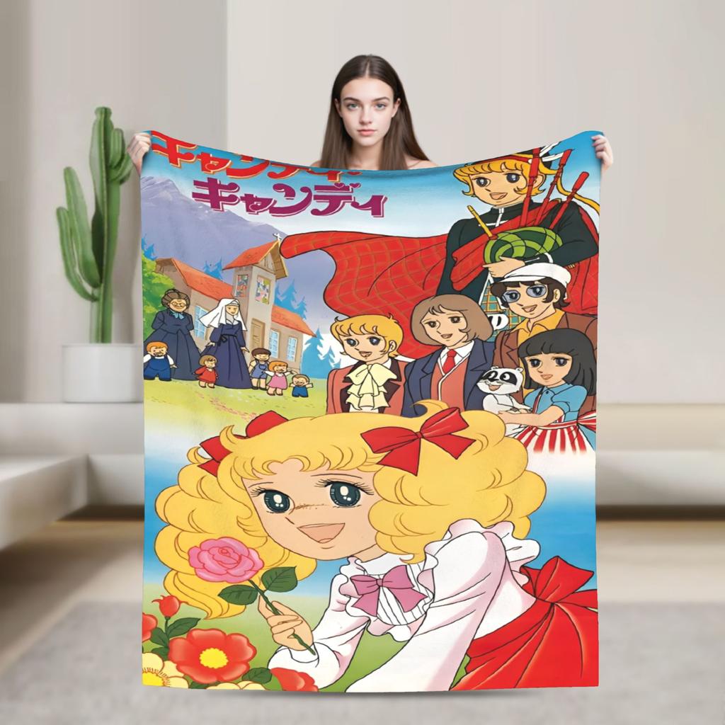Candy Candy And Terry Anime Blanket Warm Soft Funny Plush Bedding Throws For Couch Bed Travel Flannel Bedspread Bed Cover
