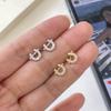 Изящные серьги-гвоздики из чистейшего серебра S999 в форме подковы с кубическим цирконием для женщин - Модные, простые и универсальные украшения.