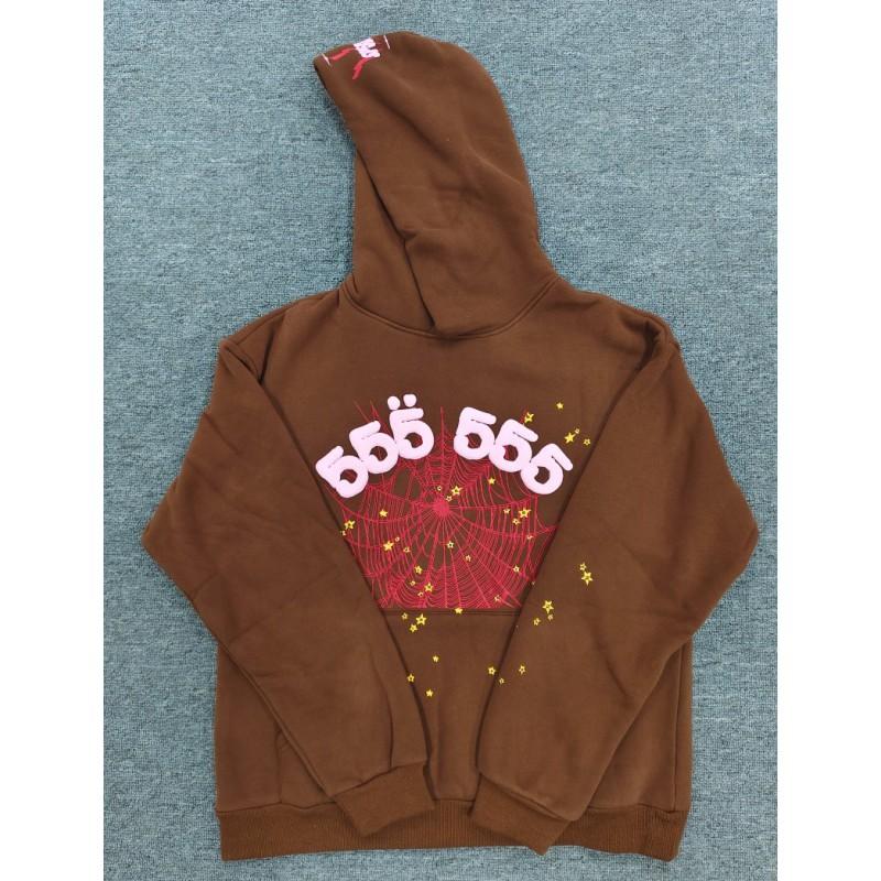 Sp5der Hoodie Oversized Thick Fleece Sweatshirt With Foil Print Spiderweb Design Men Winter Casual Wear