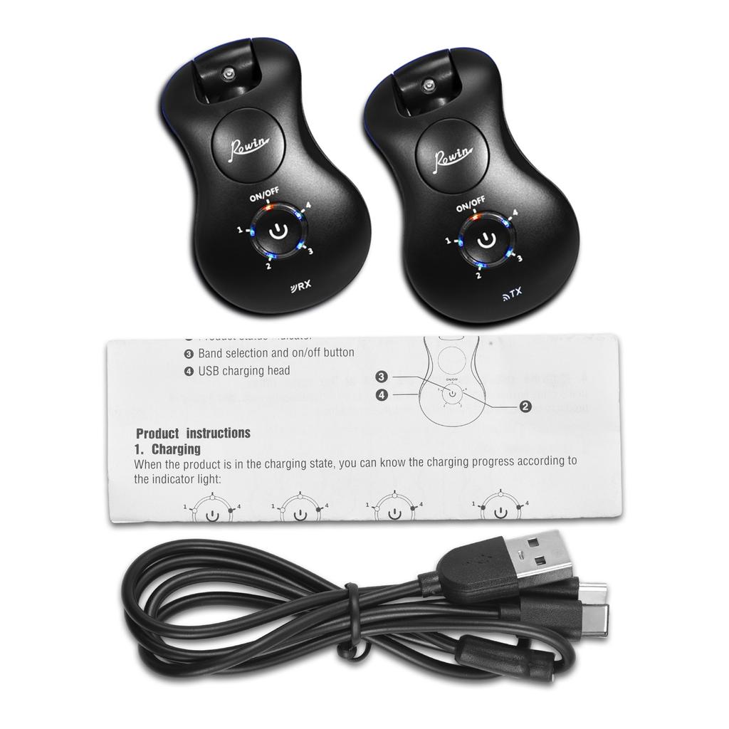 2.4G Wireless Guitar System Rechargeable Guitar Transmitter Receiver Set for 6.35mm Guitar Bass