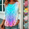 New 2024 Plus Size Casual Daily Pullover T-shirt Printing Tees New Elegant Women's Tee Spring Autumn Round Neck Long Sleeve Tops