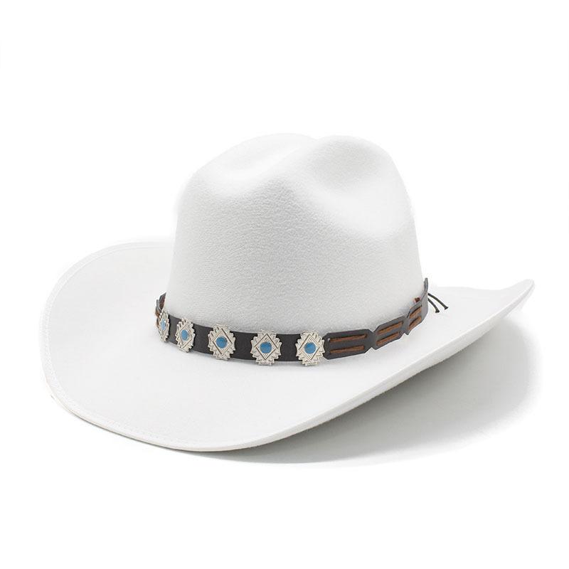 Autumn and winter new hats women's European, American retro woolen western cowboy hats men's and women's versatile fashion big-brimmed top hats