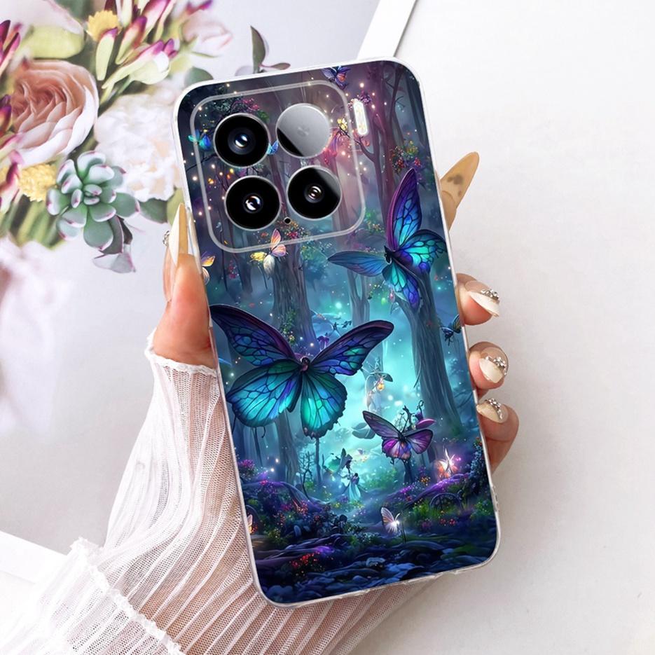 Для Xiaomi Mi 15 Pro 5G Чехол Роскошный Чехол с Рисунком Бабочки Мягкий Силиконовый Чехол для Телефона Для Xiaomi 15 Pro Mi15 Pro 5G Fundas Бампер
