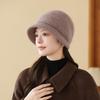 Women Winter The Elderly Hat Warm Ear Protector Piled Thickened Bucket Hat Cold Knitted Wool Basin Hat