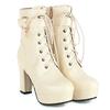 Lace Up Women‘s Ankle Boots Platform Fashion Heels Short Boot Female Leather Black Red White Fetish Party Dance Shoes Large Size