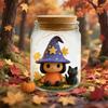 Adopt A Witch Hat Jar Halloween Witch Hat Doll with Black Cat In Jar Cute Light-up Decorative Jar for DIY Craft Gifts Party Favors