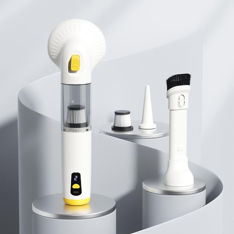 Mini Handheld USB Charging Wireless Vacuum Cleaner Suction Blower 1L-1.5L Capacity 30-45min Runtime White for Car/Office Pet