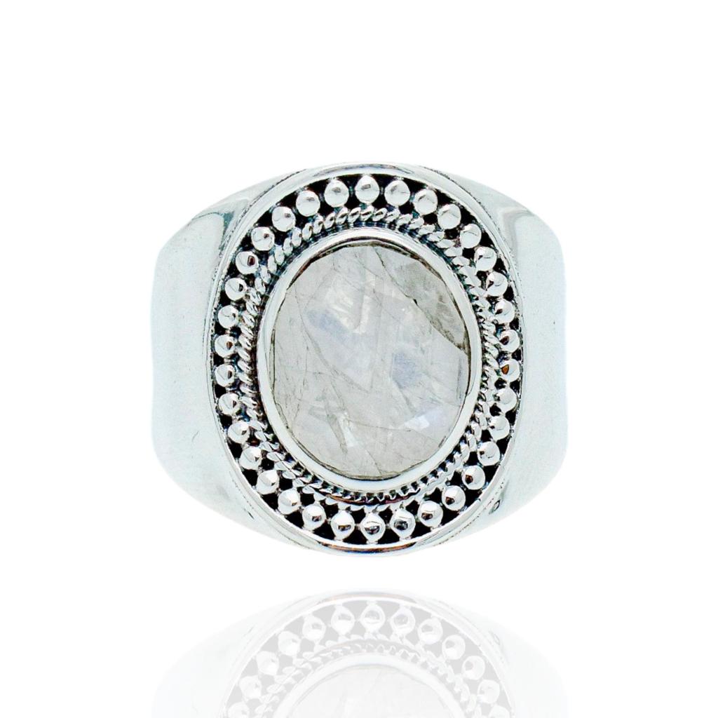 Moonstone Ring: Chunky 925 Sterling Silver, Women's Gemstone Ring