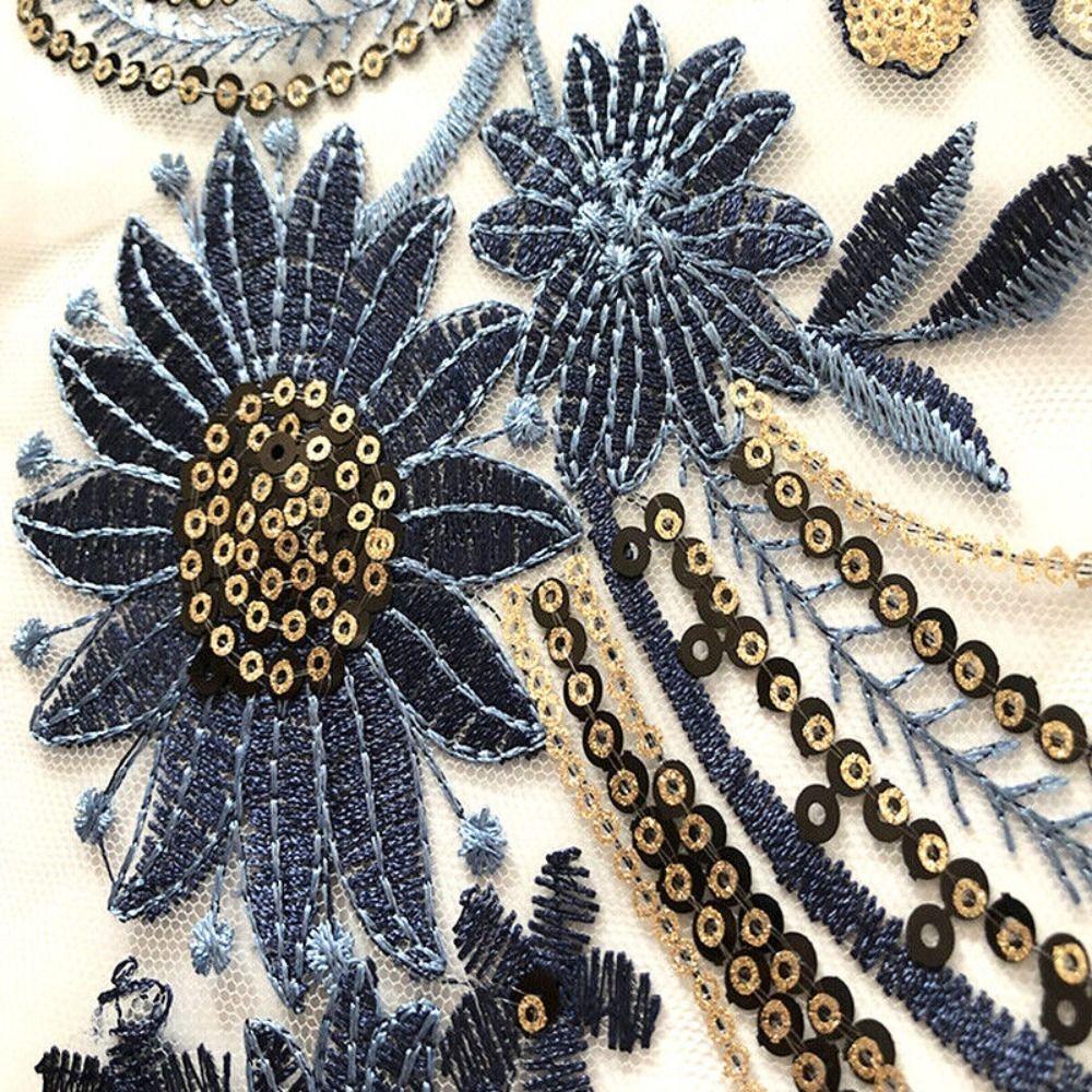 Sew Mesh Embroidery Flower Lace Patch Polyester Embroidered Fabric Stickers Clothing