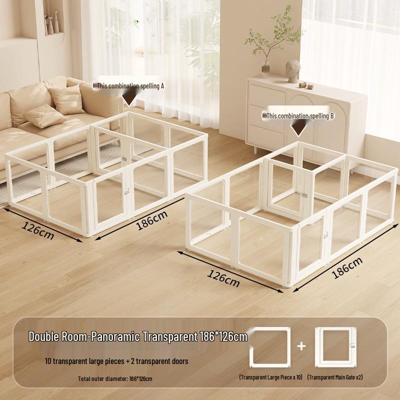 Clear Acrylic Indoor Dog Fence for Small Pets - Safety Enclosure & Dog House