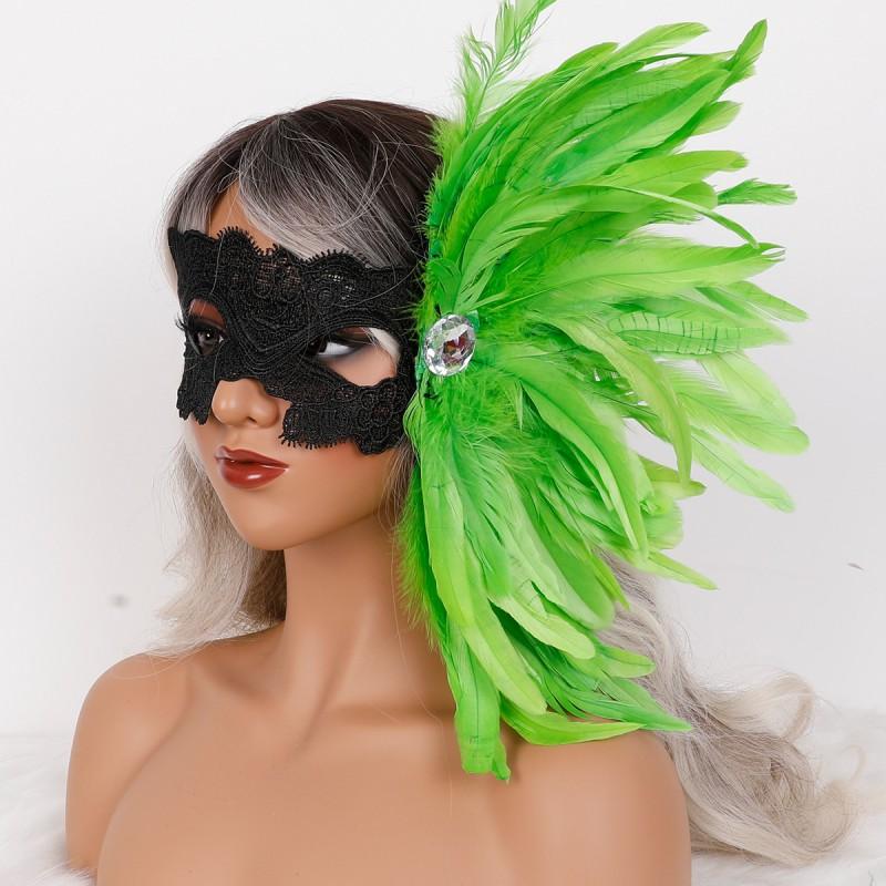 Gothic Feather Half Face Mask Sequined Sexy Masquerade Halloween Party