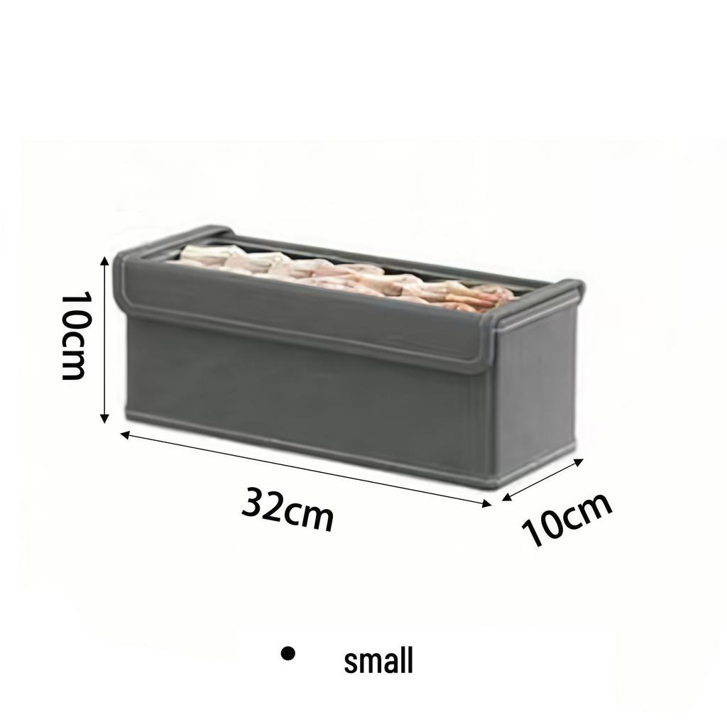 Хлопково-льняной органайзер-короб для гардероба с прозрачной сеткой