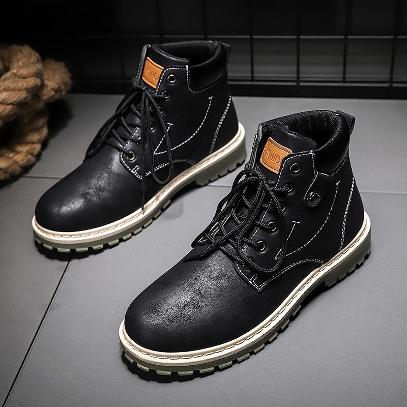 Мужские зимние кожаные мужские водонепроницаемые резиновые зимние ботинки для отдыха на мотоцикле, английские ретро-ботинки для мужчин 2024 года, новые