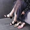 Женские сандалии 202 новые летние туфли два способа носки корейская версия пряжка на одном ремешке на толстом каблуке крутые шлепанцы женские