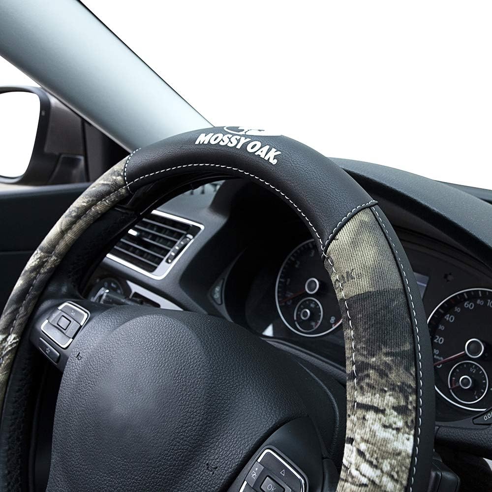 Камуфляжная чехол на руль MOSSY Oak, Универсальный 15 дюймов - Изготовлен из высококачественной ПВХ-кожи и хлопковой ткани - Официально лицензированный продукт