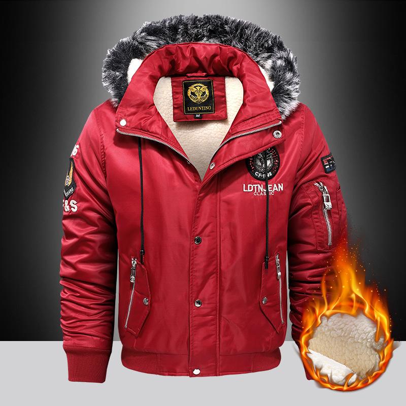 Outdoor Casual Down & Parkas Coat Oversize Plus Velvet Thick Keep Warm Winter Men's Black Red Padded Oversized Jacket