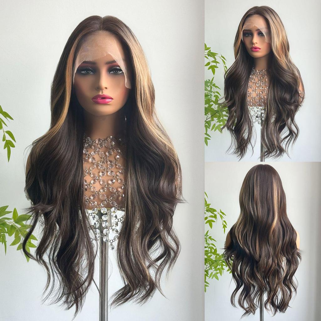 ALAN EATON 13x6 кружевные передние парики синтетические длинные волнистые коричневые парики парик для вечеринки для белых женщин синтетический термостойкий