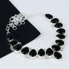 Natural Black Onyx Gemstone Handmade 925 Sterling Silver Electroform Necklace, Black Onyx Silver For Wife Unisex Necklace Wadding Gifts