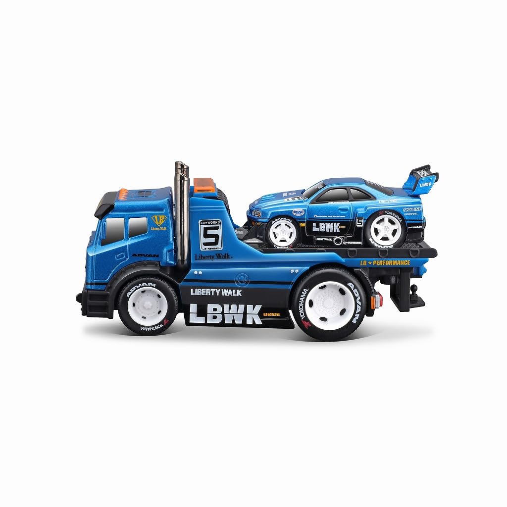 Maisto Muscle Machines Series JDM Liberty Walk Flatbed R34 Blue Finished Model MS11546BL 1/64