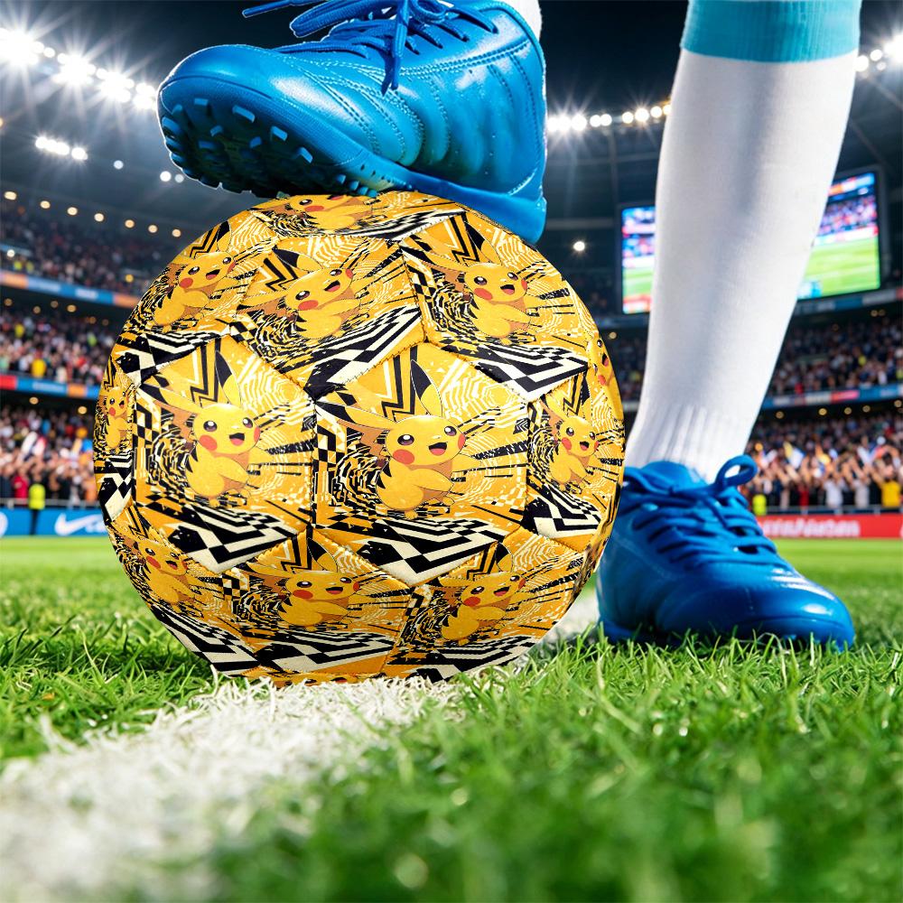 Pikachu Printed Size 5 Standard Football, Waterproof PU Training Soccer Ball for Outdoor Sports