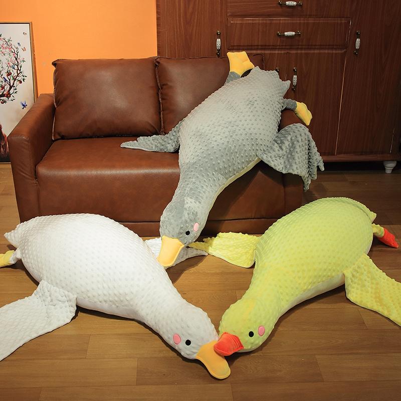 70 /100 /120cm Huge Size Massage Duck Plush Toys Stuffed Soft Lying Goose Pillow Cartoon Animal Mat Dolls Baby Kids Appease Toys