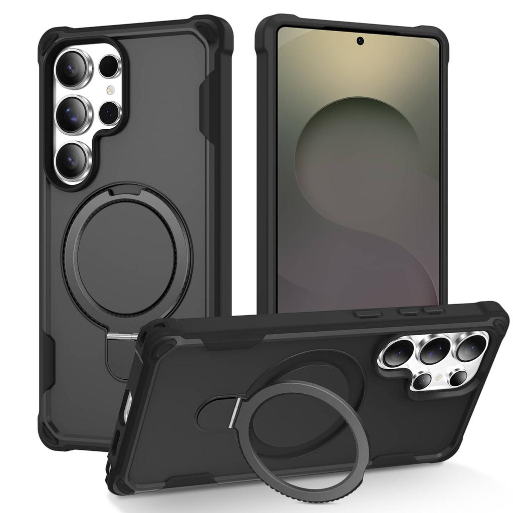 Магнитный чехол для Samsung Galaxy S25 Ultra/S25/S24 Plus, Совместимый с MagSafe для зарядки, Прочный противоударный чехол с кольцом-подставкой