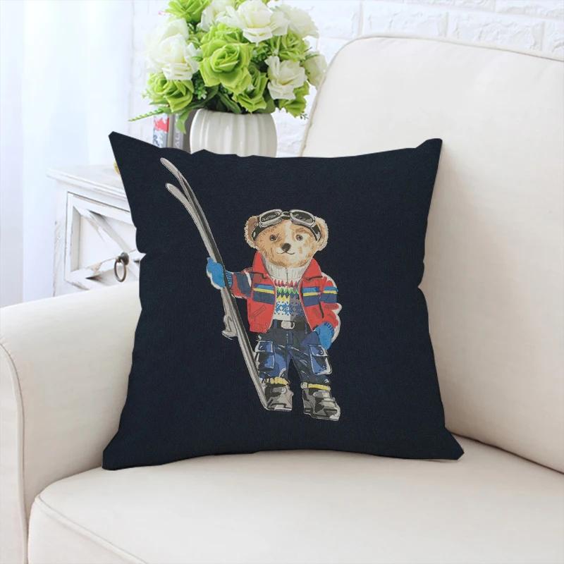 45x45см декоративная наволочка на подушку для дивана, модная наволочка с медведем, декоративная наволочка для кровати, индивидуальный подарок, спинка стула