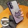 Чехол для телефона для Samsung Galaxy A17 A07 S25 S24 Ultra S23 S20 S21 FE S22 Plus Блестящий Бриллиантовый Сердечко Противоударный Чехол-Крышка с Подставкой